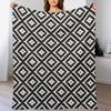 Aztec - White On Black Throw Blanket Travel Size Cozy Blanket For Plane Train