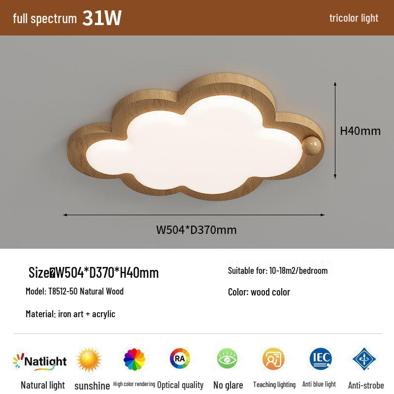 

Ультратонкий японский облачный потолочный светильник: Полноспектральный свет, защищающий глаза, для учебы или спальни детей Tri-Color Light