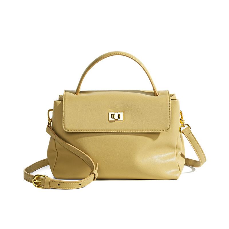 

Новая нишевая сумка из мягкой коровьей кожи, изысканная сумка-мессенджер на плечо для通勤 из натуральной кожи, большая вместимость, высокого класса жёлтый