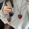 Justerbar Läderrep Halskedja Jubileumssmycken Hjärta Hänge Halsband med Lädersnöre för Modekvinnor