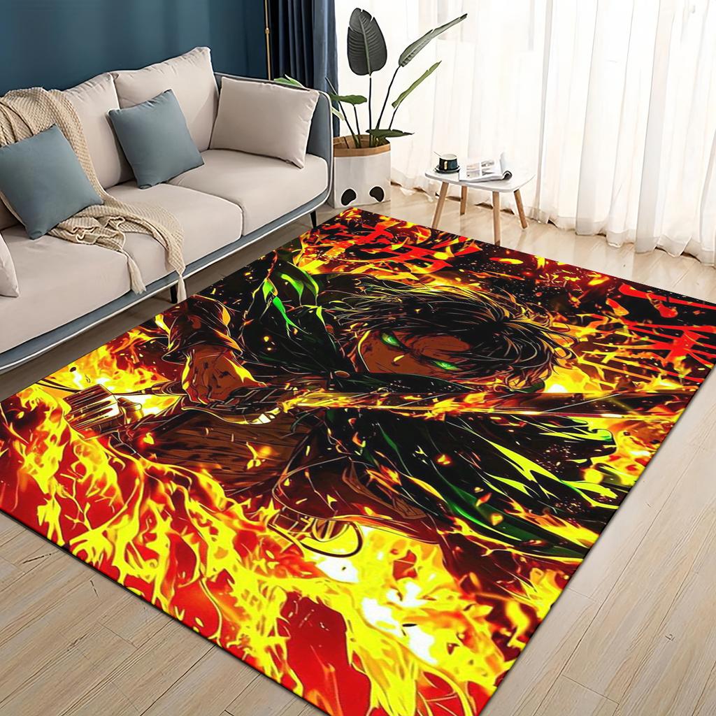 3D Cartoon Attack On Titan Eren Mikasa Anime Carpet Rug for Living Room Bedroom Home Sofa Decoration,kid Play Non-slip Floor Mat