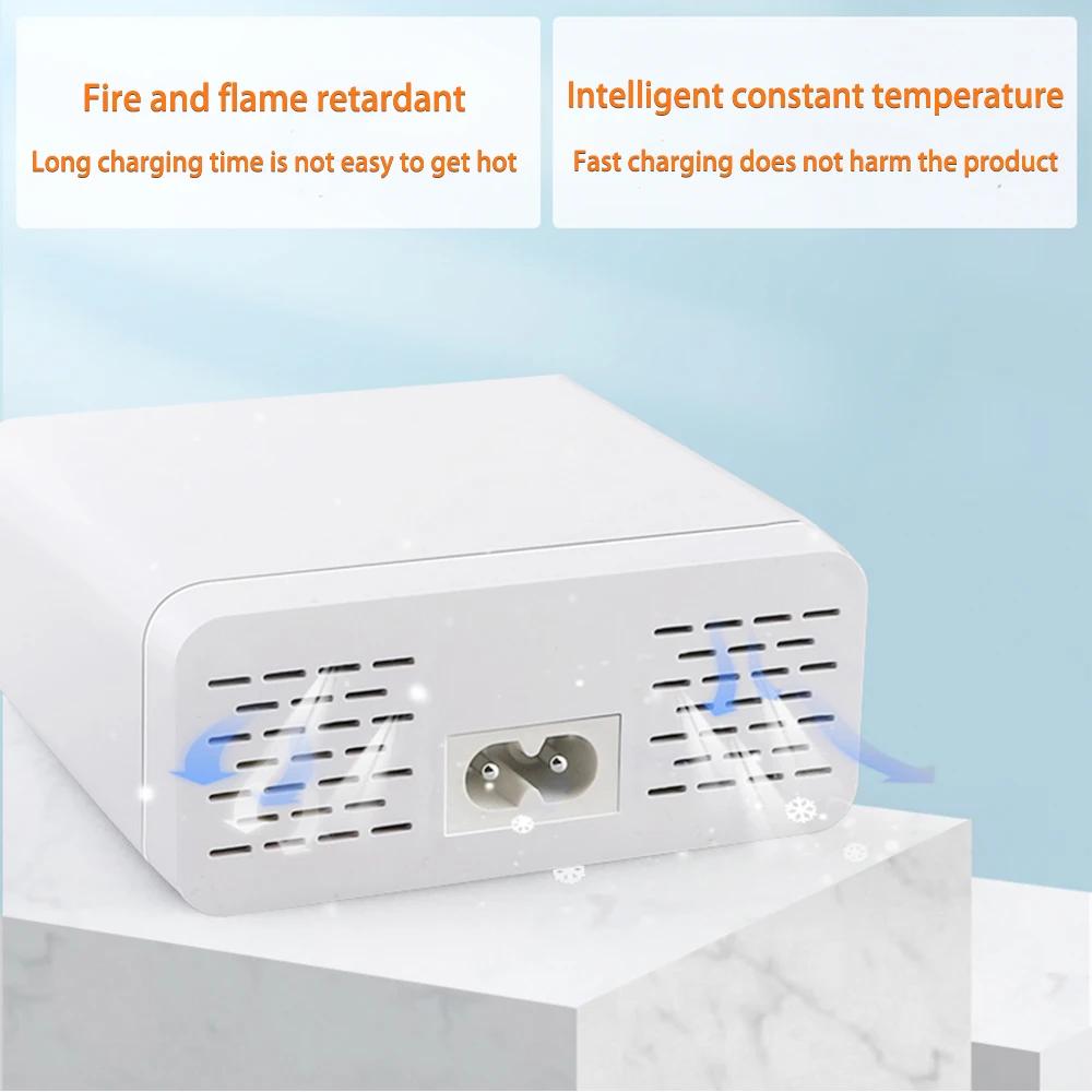 QC 3.0 USB Charger Station with LCD Display 6 USB Ports Desktop Smart Fast Charging HUB Stands for IPhone Por MAX Tablet PC