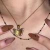 Simple And Elegant Fashion Butterfly Diamond Necklace Female Fashion Personality Temperament Titanium Steel Clavicle Chain Versatile