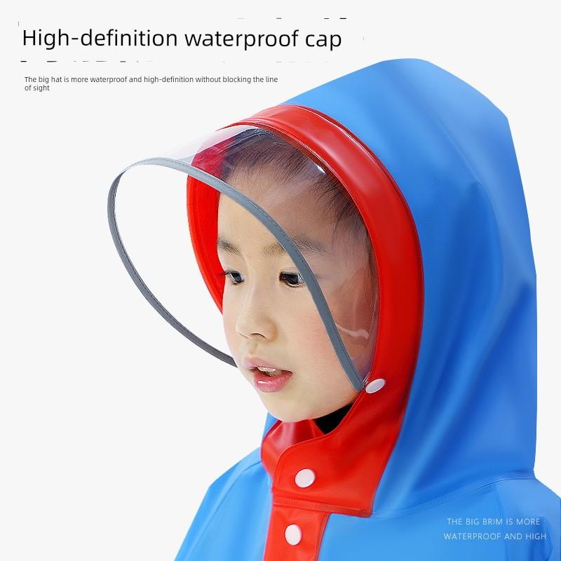 Children's Raincoat Girls' Primary School Baby Boys' Waterproof School Clothes Cartoon Cute Poncho with Backpack