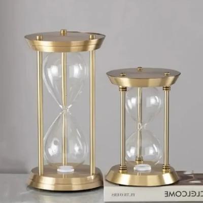 Handmade Glass Empty Hourglass Bottle Container Metal Three Column Sandglass Creative Sand Clock Timer Office Home Decoration
