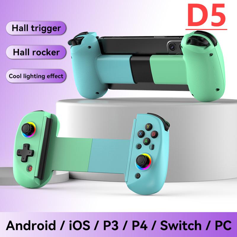 D8 Telescopic Mobile Gaming Controller RGB Light Mobile Phone Gamepad Bluetooth-Compatible5.2 for Android ApplePS3 PS4 Switch PC