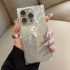 Transparent Square Back Tube Case Casing Protection For iPhone 14 Pro Max 13 15 Plus 11 12 16 ProMax Anti-Oxygen,Silver Lightning Pattern