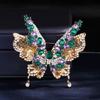 Multi Purpose Crystal Rhinestones Butterfly Brooch Double Wing Structure Easy Clip Fastening For Various Clothings