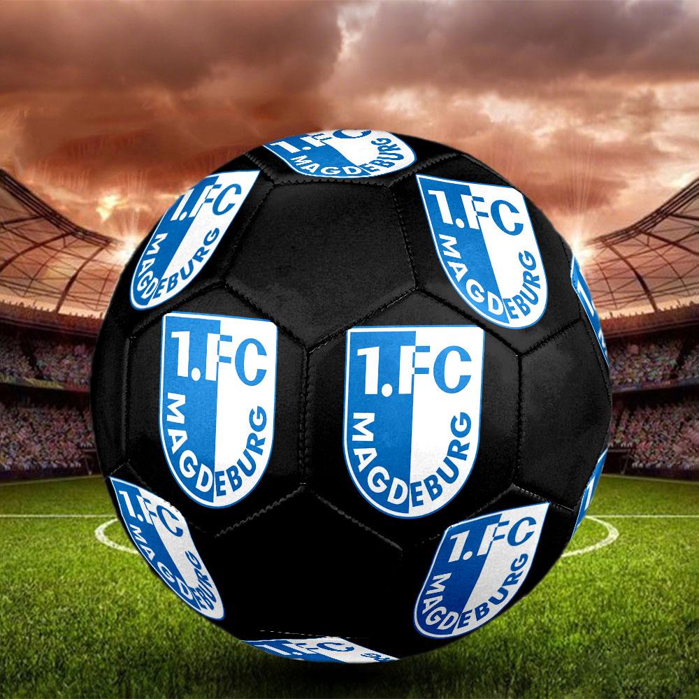 Pallone da Calcio 1.FC Magdeburg Taglia 5, Cucito a Macchina in PVC, Resistente e ad Alto Rimbalzo, Adatto a Tutte le Età, Merchandising per tifosi, Partite e Uso all'Aperto.