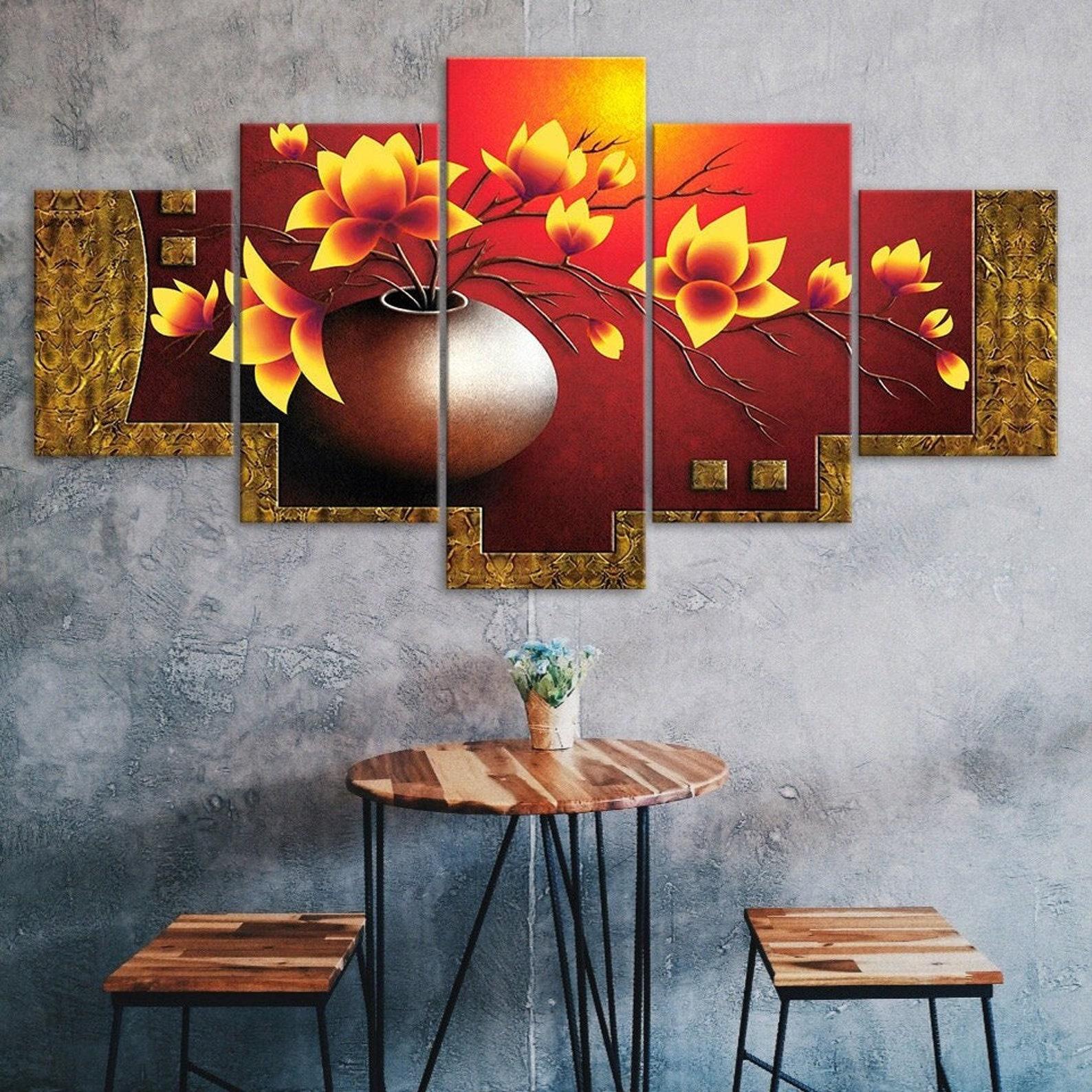 

Living Room Flower Vase Painting 5 Piece Five Panel Wall Canvas Print Modern Art Poster Picture Home Decor Gift For Him For Her 20X35 20X45 20X55CM