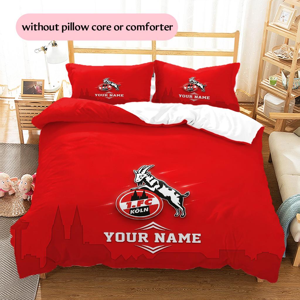 Nome Personalizzato 1. Set Copripiumino Trapuntato con Fantasia FC Köln Decorazione per la Casa Regalo (1 * copripiumino + 2 * federe senza imbottitura)