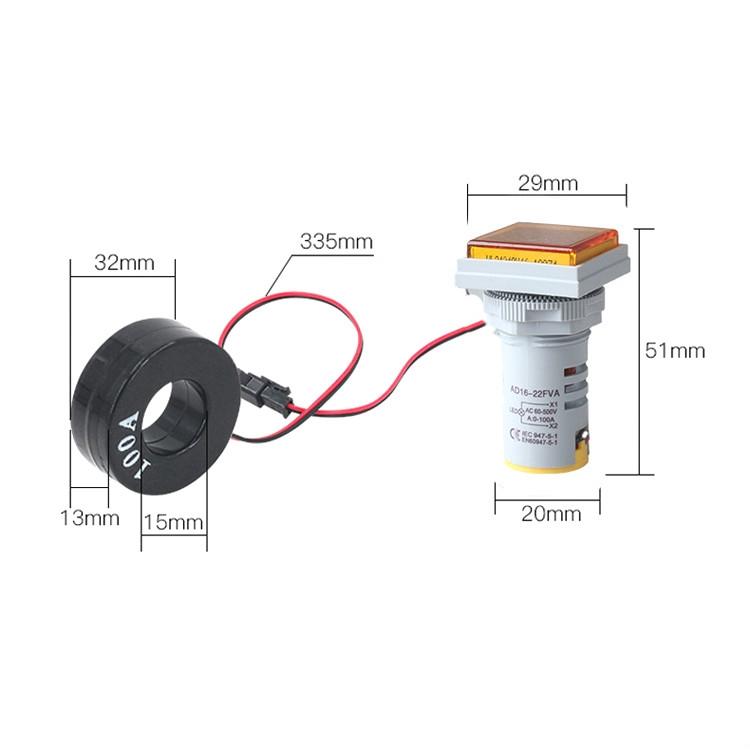 AD16-22FVA Square Signal Indicator Type Mini Digital Display AC Voltage And Current Meter