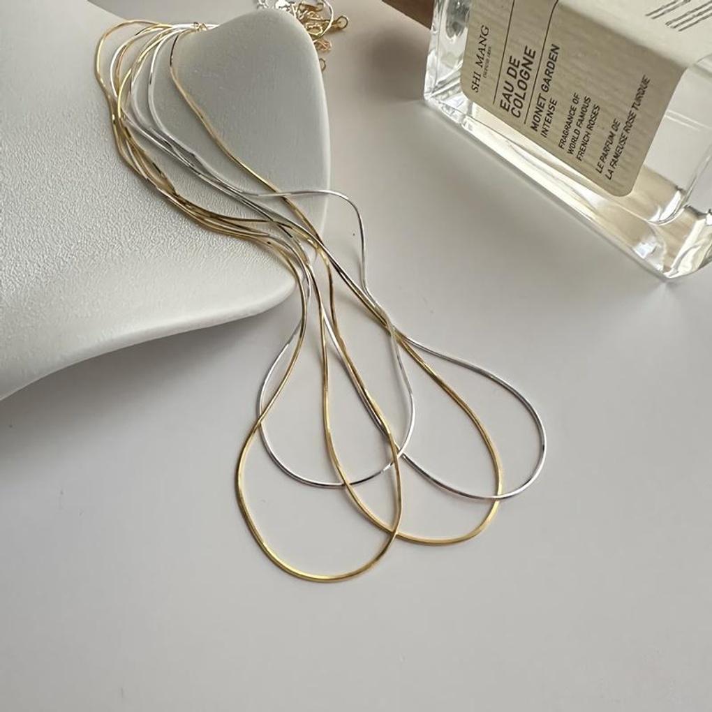 Women's Silver 925 Layered Snake Chain Necklace
