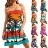 Women's Casual Fashion Strapless Floral Print Sleeveless Dress