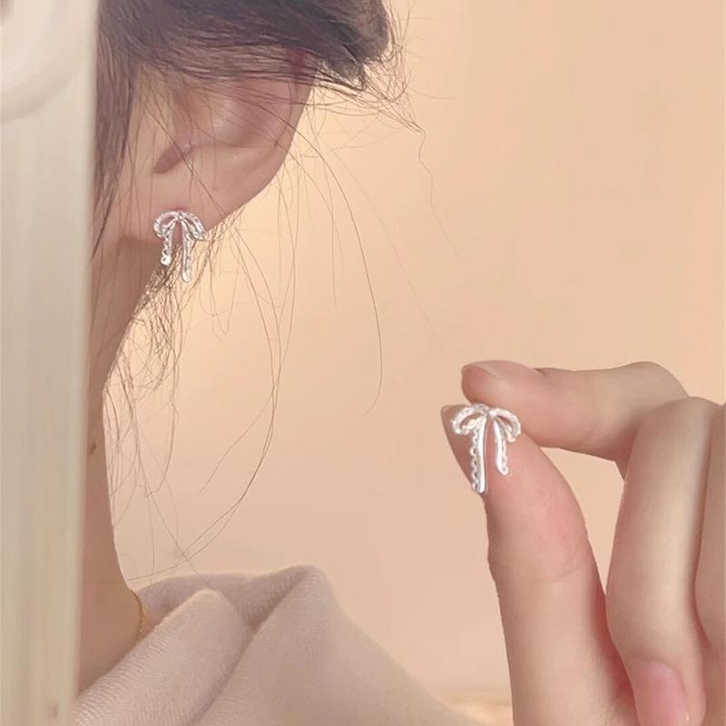 Artistic Ballet Bow Stud Earrings Simple Earrings for Women Unique Delicate Accessories