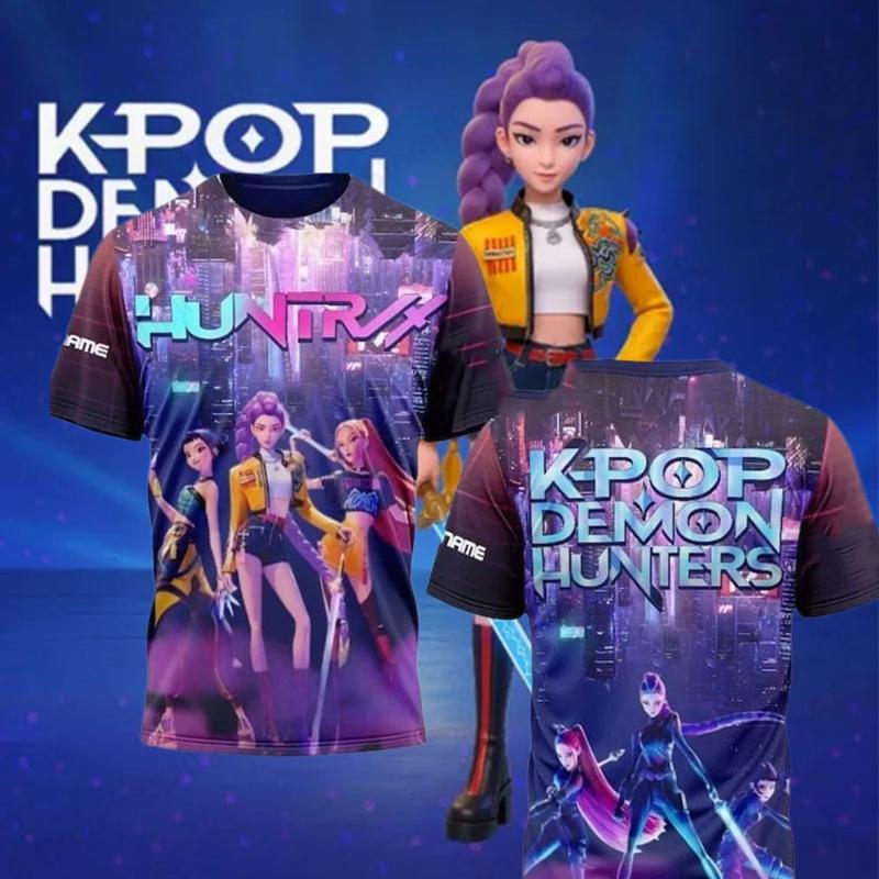 Cartoon Anime K-Pop Demon Hunters 3D Print Adule Fashion Casual Short Sleeve Tops T-shirts