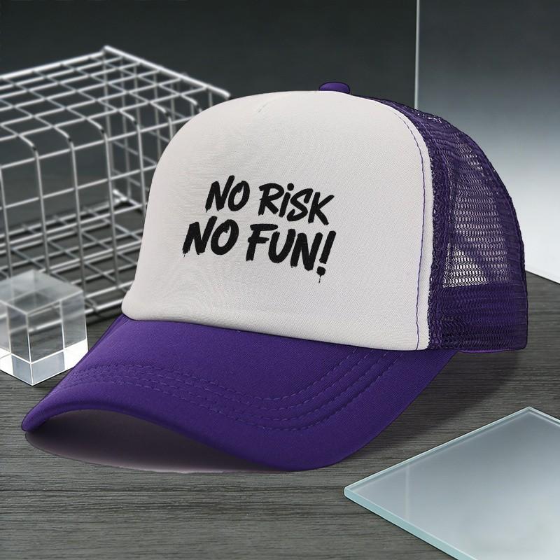 No Risk No Fun Trucker Hat Polyester Mesh Snapback Adjustable Casual Unisex Adult Cap One Size