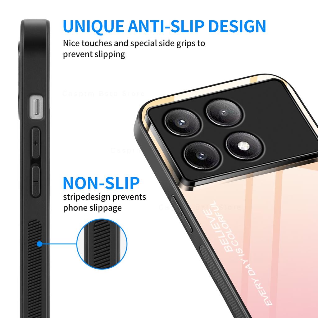 Glass Phone Case For Xiaomi Poco F6 Pro F5 Pro F3 Poco X6 Pro X5 X3 Pro X3 NFC M6 Pro M4 Pro M5 4G 5G Cover Pocophone F6 Pro