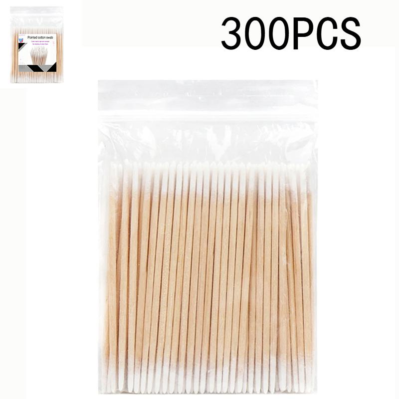 100/300PCS Disposable Ultra-small Double-end Wood Cotton Swab 100pcs Lint Free Micro Brushes Eyelash Extension Glue Removing