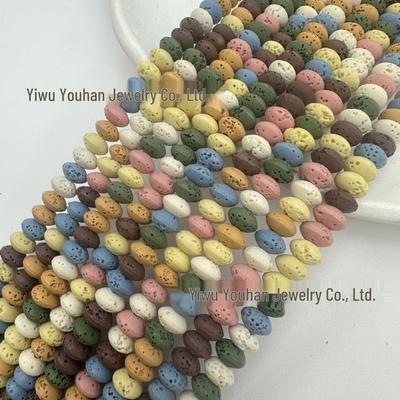 Solid Color Lava Stone Abacus Bead Bracelet Necklace DIY Jewelry Accessories