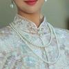 Pearl Necklace with Cheongsam Double-layer Two-layer Women's Retro Court Accessories French Sweater Chain Collarbone Chain 677