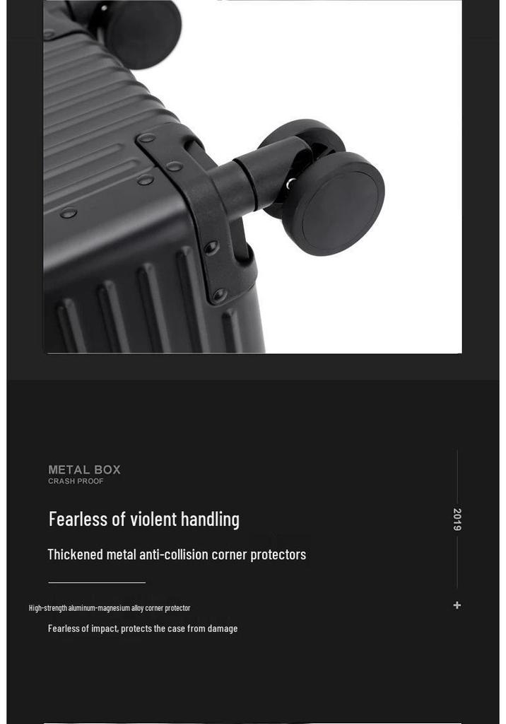 Customizable Aluminum-Magnesium Alloy Travel Trolley Case with Universal Wheels for Men and Women