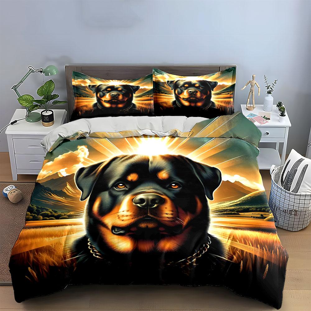 Rottweiler Dog and Landscape. Bedding Sets Duvet Cover Sets Duvet Covers Pillowcases(1 * Duvet Cover 2 * Pillowcases Without Duvet Insert)