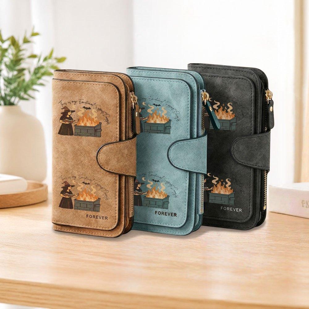 Trash Can Witch Long Zipper Wallet, Large Capacity Card Holder, Unisex Clutch Bag, Fashionable Zipper Coin Purse, Suitable for Daily Use, A Great