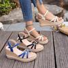 2026 Neue Damen Sandalen Sommer Knöchelriemen Keilsandalen Große Größen Plateau Schuhe Damen Leichte Dicke Sohle Schuhe für Damen