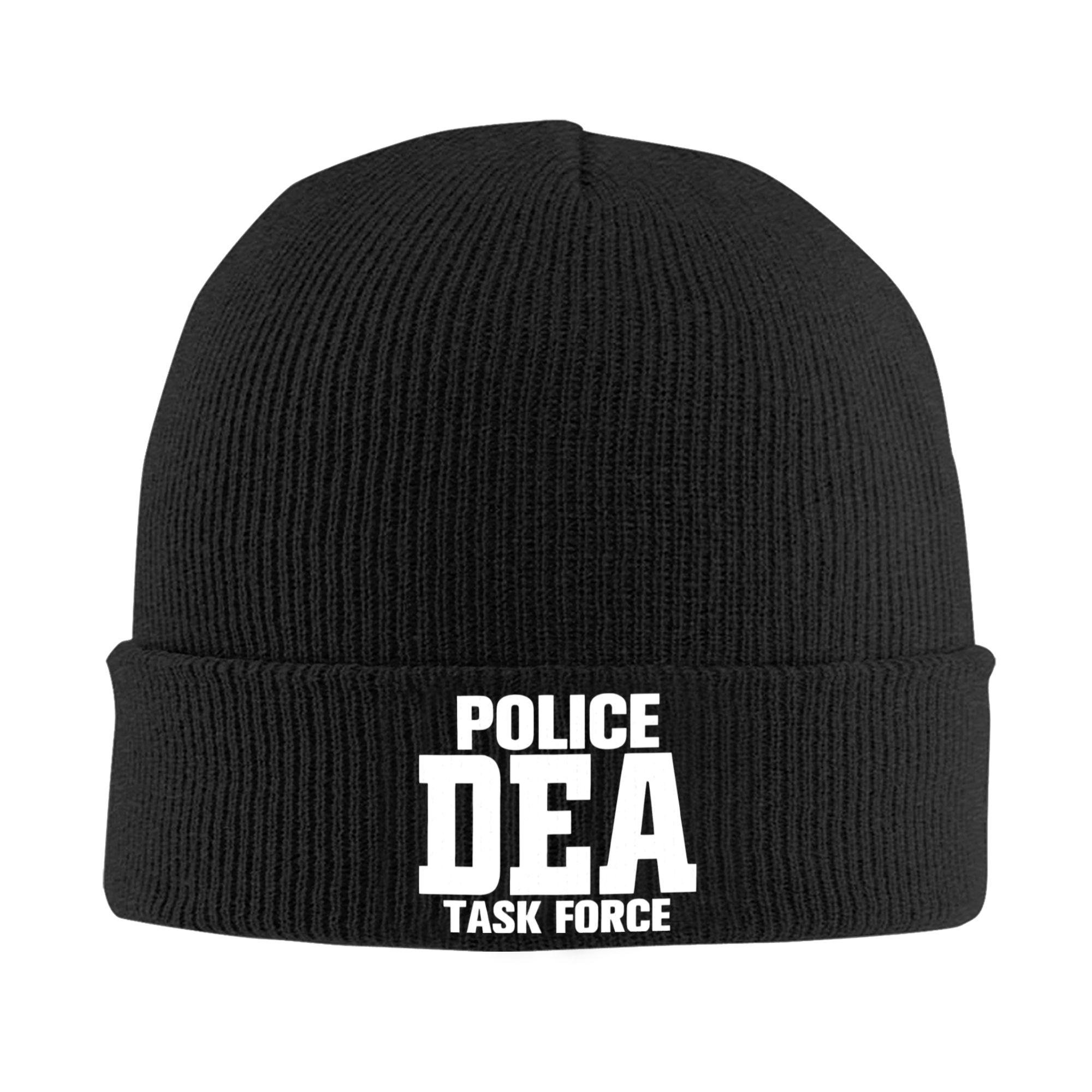 

DEA США Федеральное агентство по пресечению незаконного оборота наркотиков Логотип Вязаные шапки Женские Мужские Бини Осенние Зимние Шапки Акрил Теплые Шапка-дыня One Size