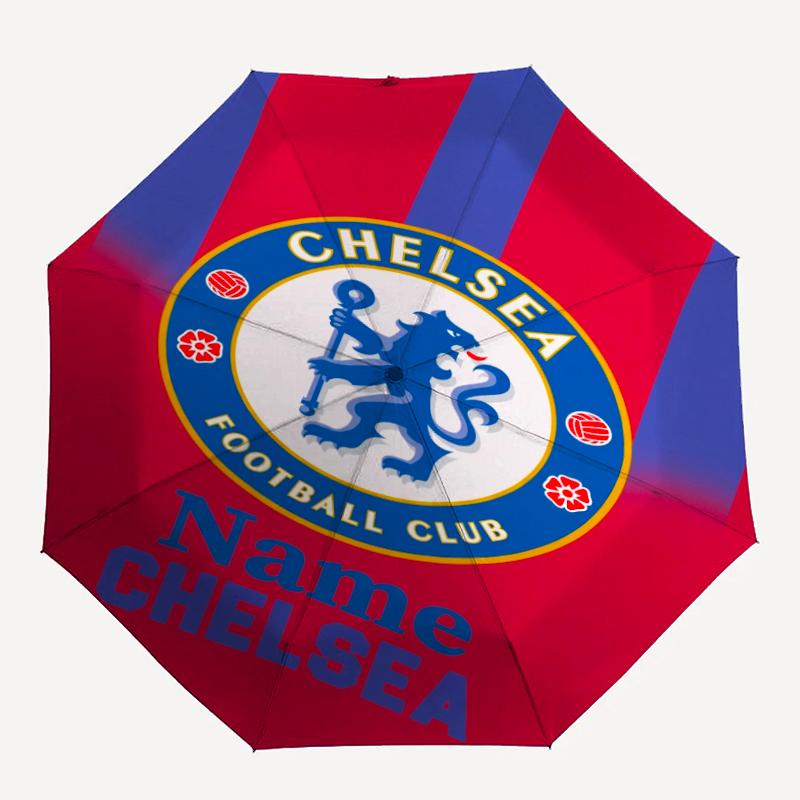 Custom Name Chelsea Football Club Theme Automatic Umbrella, Lightweight & Portable, 8 Rib, Perfect for Outdoor Travel, Birthdays, Christmas, Gifts.
