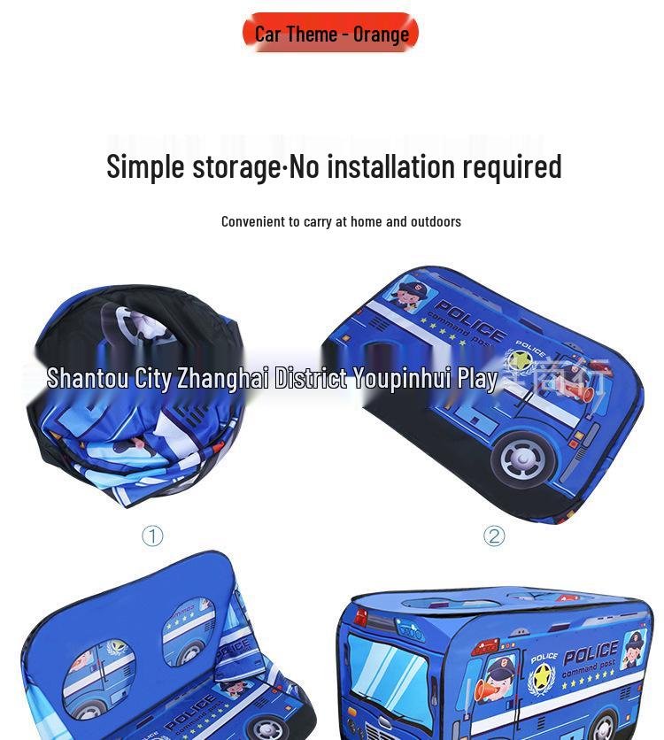 Children's Foldable Car Tent Playhouse - Indoor Pretend Play & Educational Toy for Ages 4-6