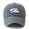 Bear print washed baseball cap with adjustable lightweight sun protection hat suitable for outdoor activities and camping