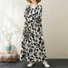 Round Neck Long Sleeve Loose Literary Vacation Style Dress