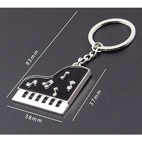 VIEAURA Piano Keychain Pair, Cute Musical Note Design, Gift, Silver and Black, Set of 2