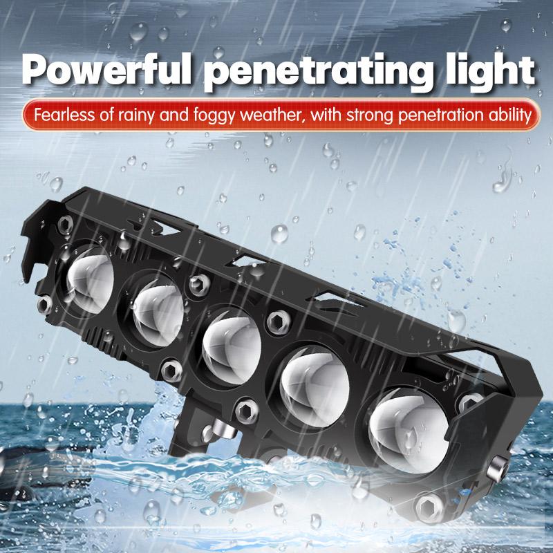 5-Linsen-Motorrad-LED-Scheinwerfer, zweifarbig, Fern-/Abblendlicht, Nebelscheinwerfer mit Lüfter für PKW, LKW, SUV, UTV, 12 V, 24 V, Mini-Linsen-Scheinwerfer, Fahrlichter