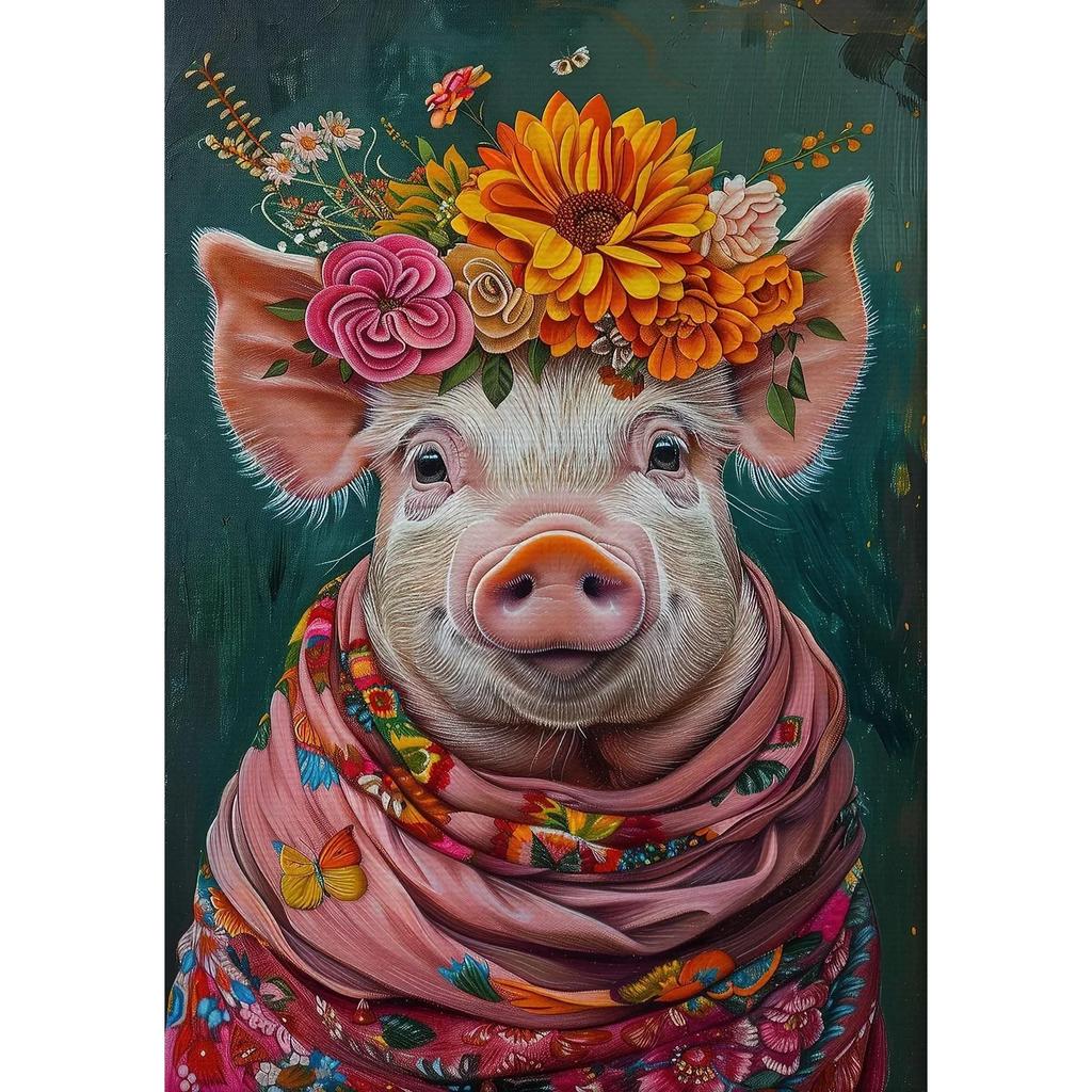 Vintage Maximalist Floral Wild Animal Canvas Painting Lion Owl Peacock Wolf Flower Poster Print Wall Art Picture Home Decor