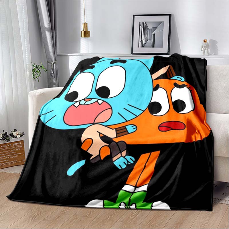 The Amazing World of Gumball Print Flannel Throw Blanket Soft Warm Cartoon Bed Sofa Cover for Kids Bedroom Home Decor Gift