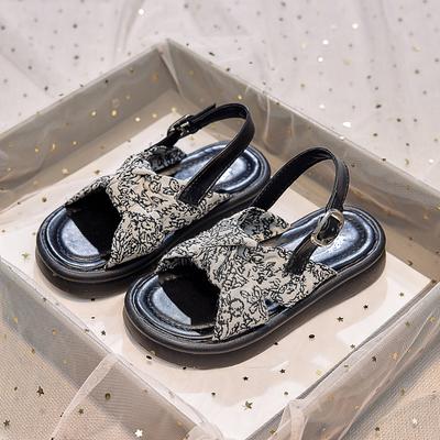 Girls Sandals Chic Soft Sole Kids Beach Shoes Open Toes Casual 2025 Summer New Children Princess Shoes Non-slip Elegant Sweet