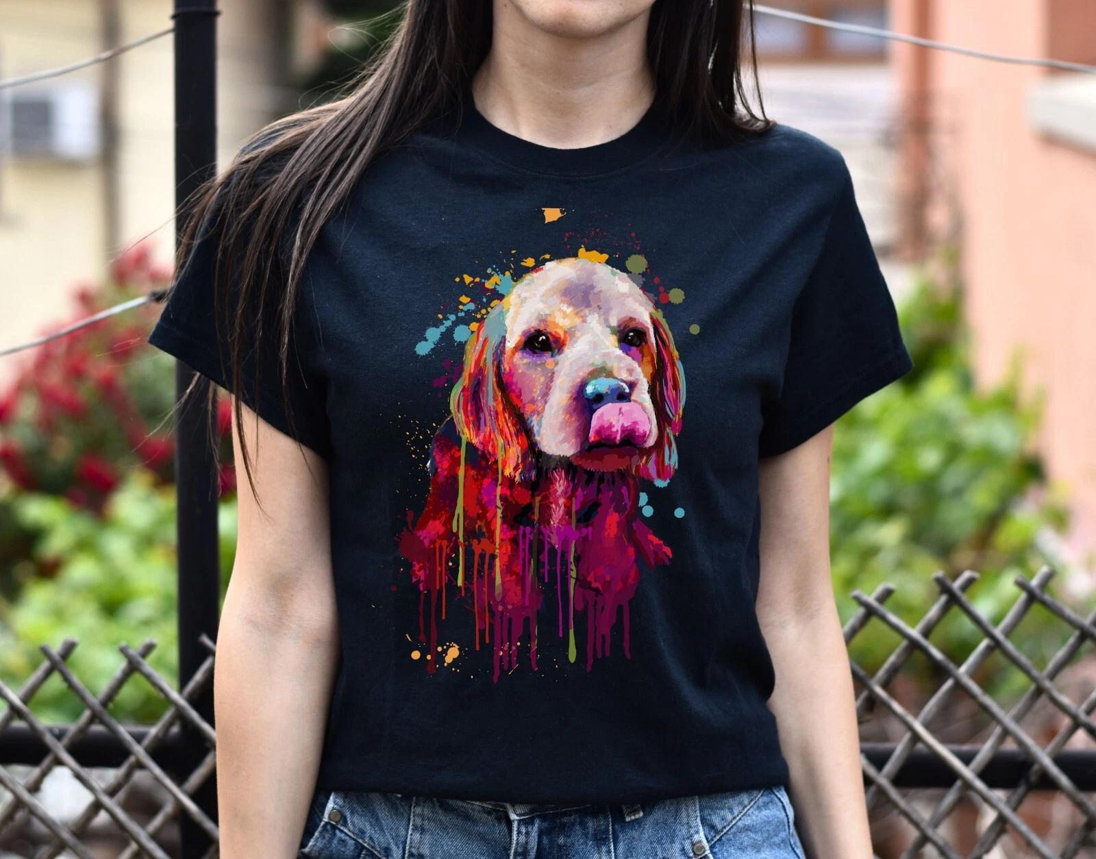 Digital art Cocker Spaniel dog Unisex shirt S-2XL black navy dark heather 3XL