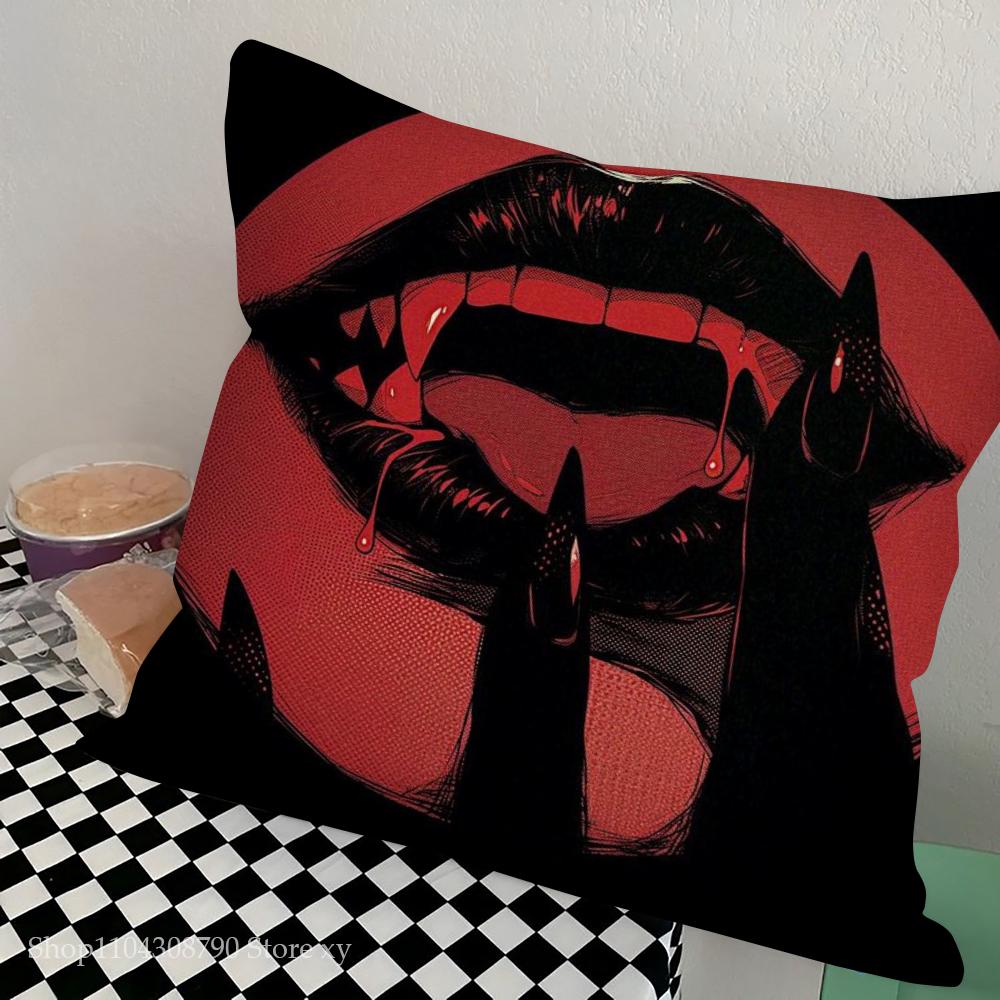 1 szt. Vintage Horror Wampir Poszewka na Poduszkę Kwadratowa Sypialnia Sofa Wypoczynek Komfortowa Poduszka Samochód Salon Dekoracja Domu