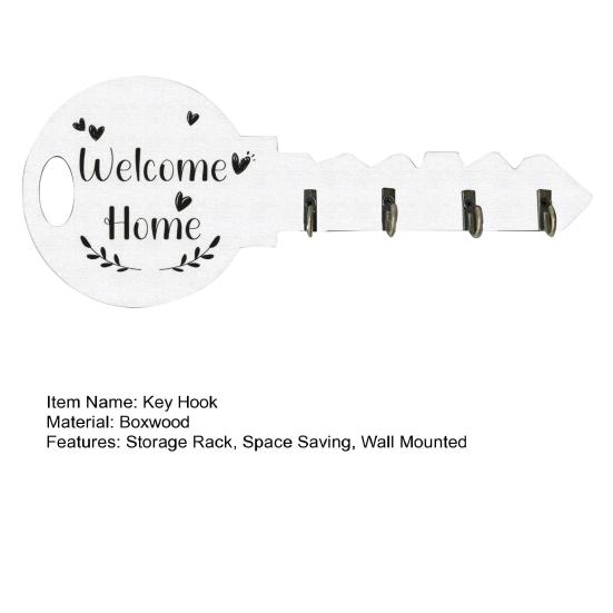Key Hook Widened Back Plate Wooden Wall Rack Rustic Style Organizer for Entryway Kitchen