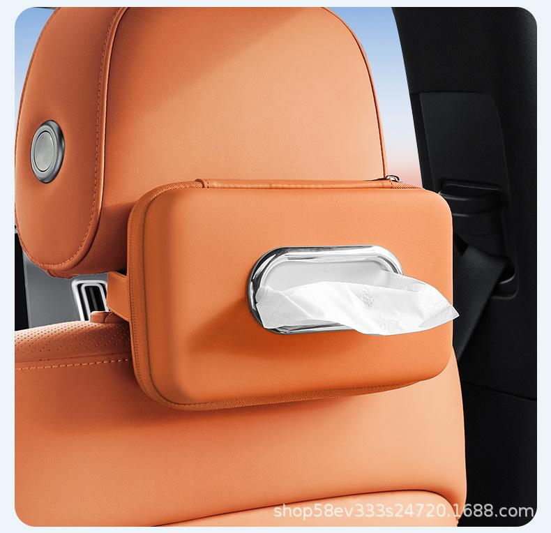 Car Tissue Organizer, Standard Size Tissue Dispenser for Vehicles, Faux Leather Napkin Holder, Backseat Tissue Storage Bag