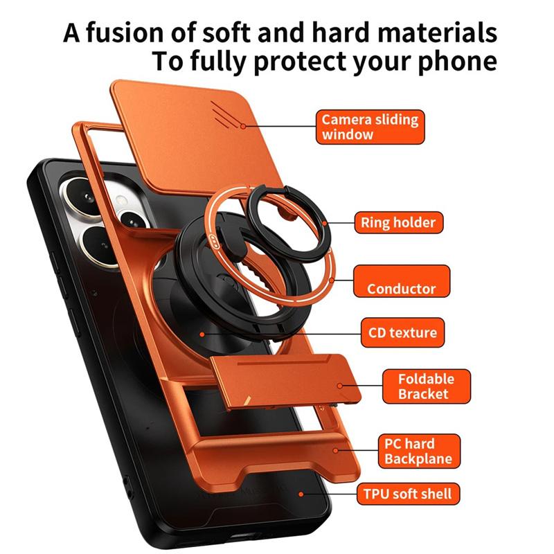Для Realme 15 15T 15 Pro Чехол Защита Камеры Вертикальная Подставка 360° Кольцо Магнитный Чехол Всесторонний Ударопрочный Чехол Для Realme 15 Pro Корпус Телефона