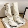 Modische Damenstiefel Temperament Spitze Lederstiefel Gürtelschnallen-Design Damen Mode Stiefel 2026Neuer kniehoher Stiefel Botas Mujer