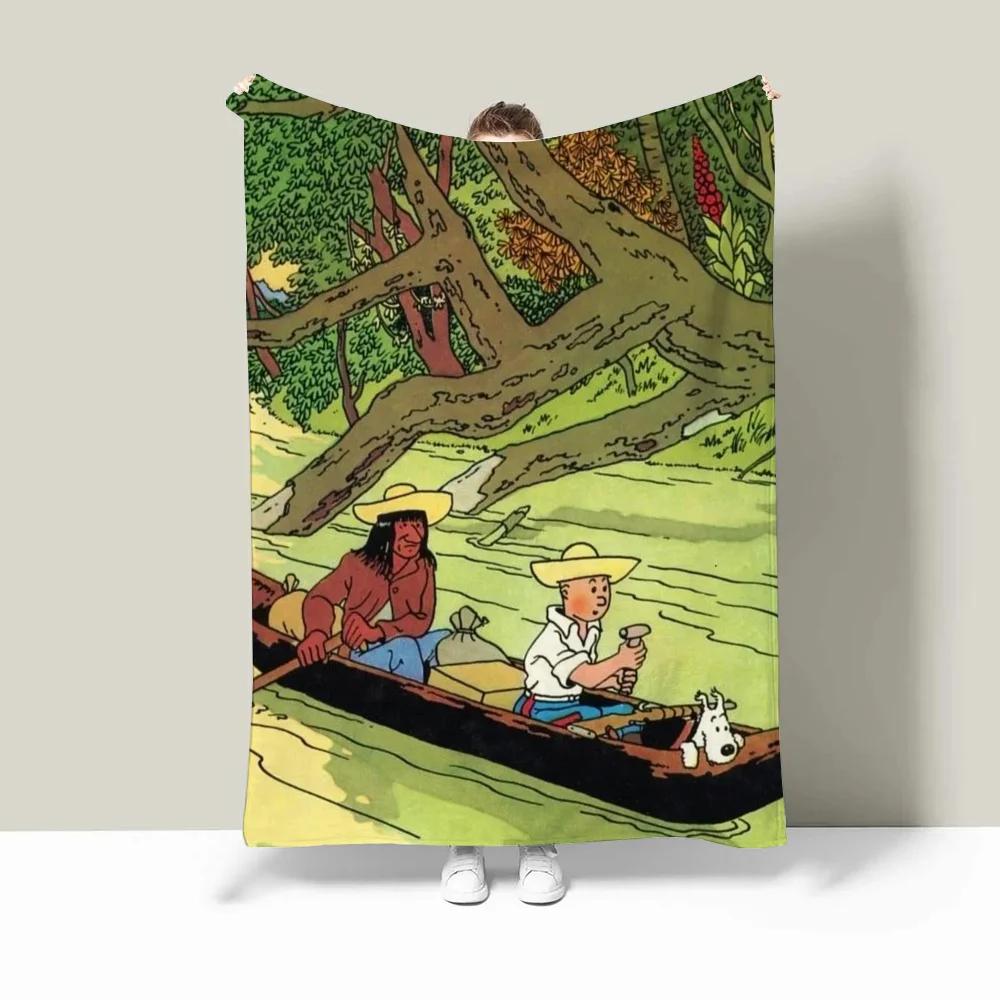Tintins Kapuzendecke für Sofas, individuelle Decken, Charaktere, flauschig, kariert, Luxusbettwäsche, Bettüberwurf, Strandtuch, Heim und Dekoration