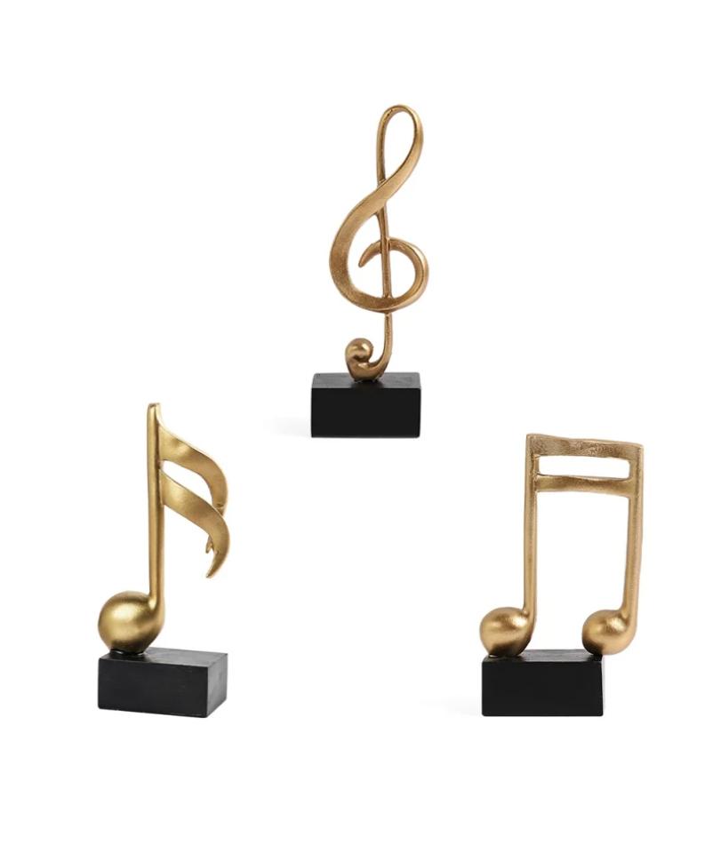 Statue Note Musicali Decorazione Casa Resina Dorata Scultura Arredo Casa Scrivania Piano Ufficio Mobile TV Ornamenti Souvenir