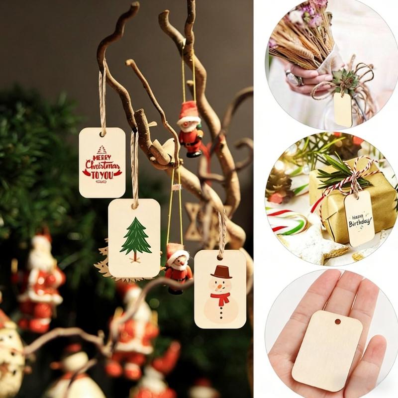 Pack Of 150 Wooden Labels With Rope For Crafting And Creative Painting For Home Decoration And Gift Labels