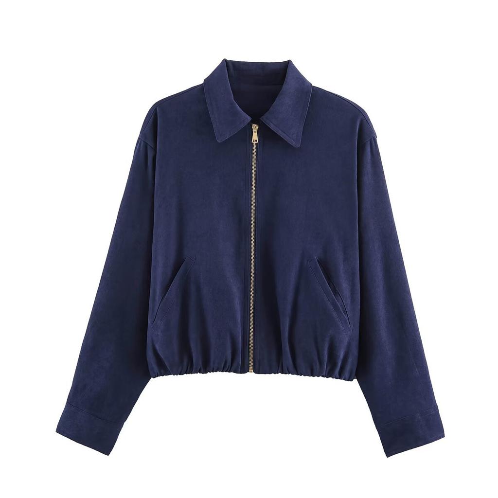 2026 spring new European and American cross-border women's clothing street fashion loose zipper jacket w050 6005