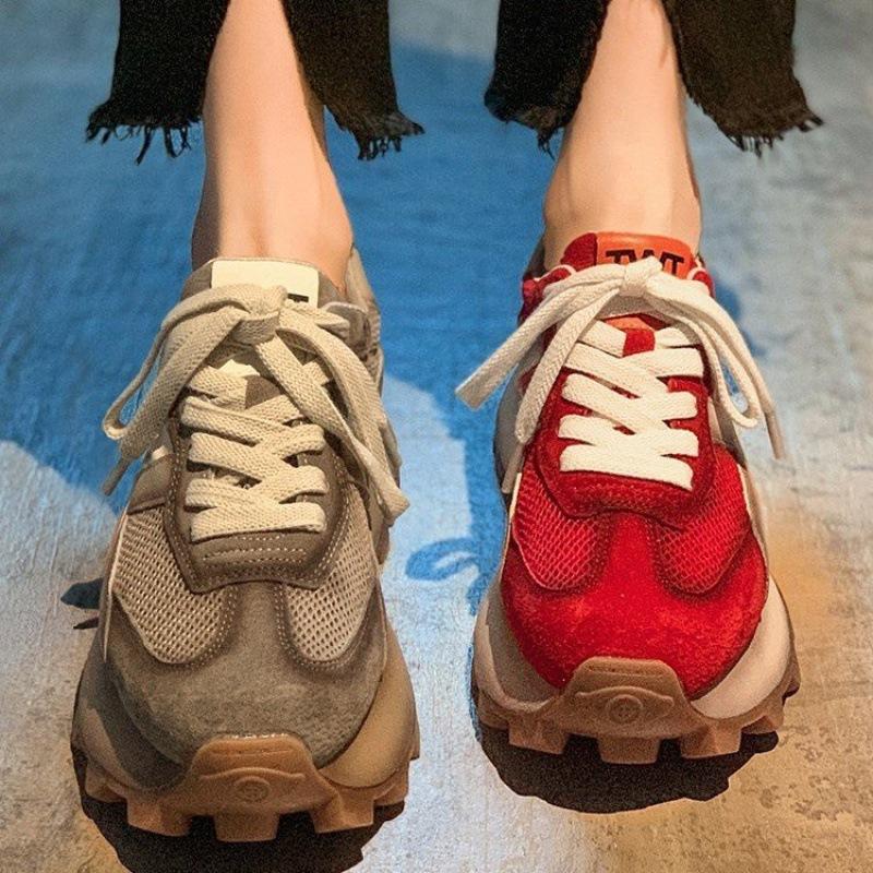Sneakers Shoes Women 2025 Spring Autumn New Vintage Versatile Casual Lightweight Thick Sole Running Shoes Platform Shoes